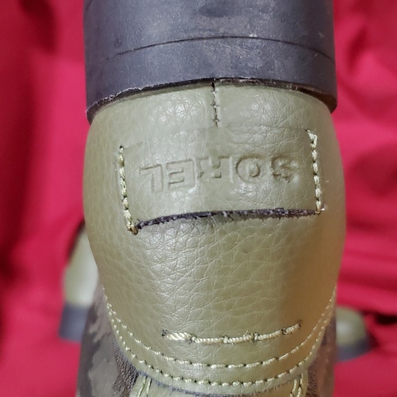 Sorel army green and camo combat boots lace up and side zipper - Picture 11 of 11